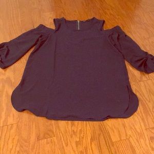 Navy Cold Shoulder Top